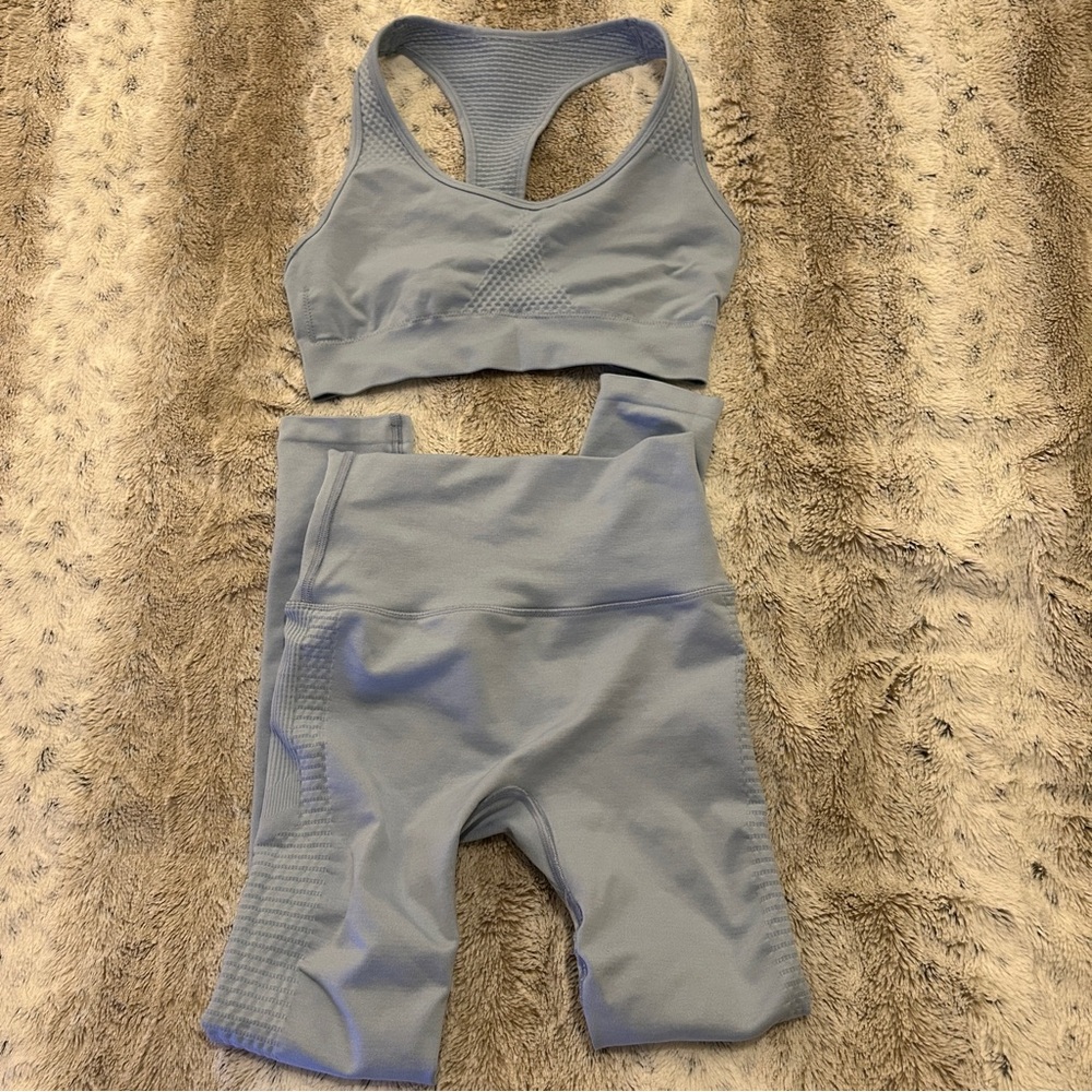 ALPHALETE Baby Blue Sports Bra and Leggings Set